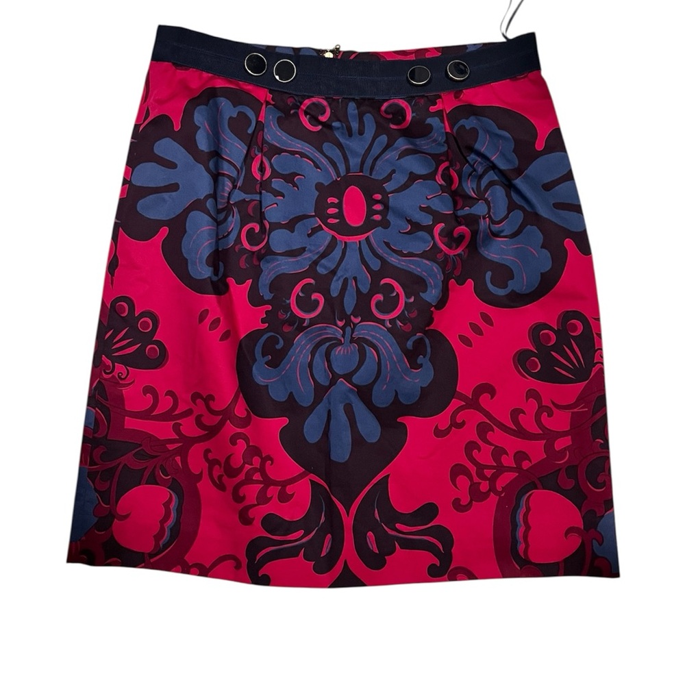 Anthropologie LEIFSDOTTIR Magenta Black Design Pencil Skirt size 6